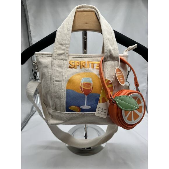 C&C California Aperol Spritz Tote Bag Purse Orange Slice Pouch Beach Vacation - Picture 1 of 11